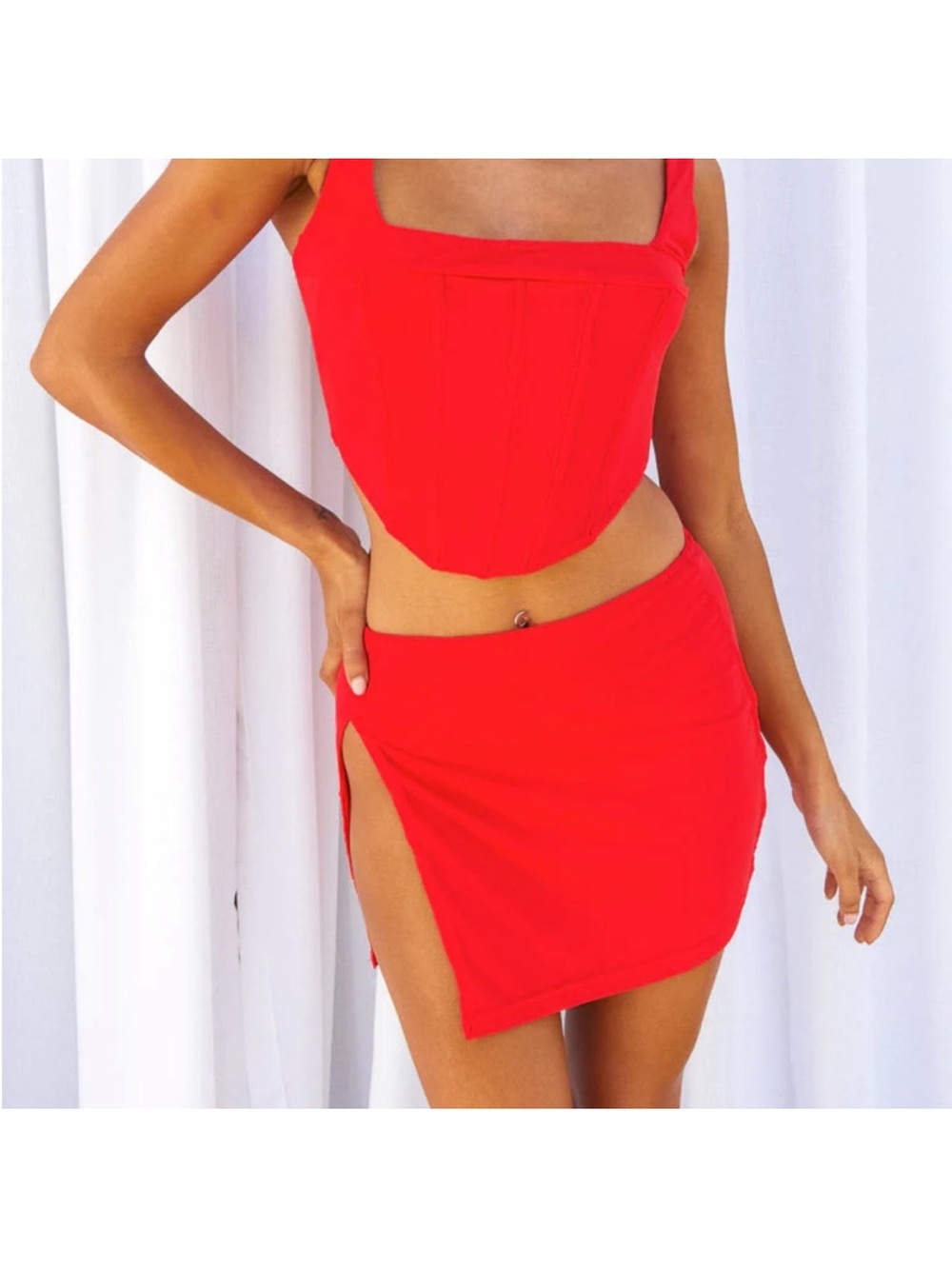 Felicity Red Corset Top and skirt set. Never Worn!